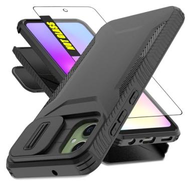 Imagem de AWZHYDT Capa para Galaxy A05 com 1 protetor de tela HD e capa de câmera deslizante [grau militar] Capa protetora resistente à prova de choque para Samsung Galaxy A05 (preto)