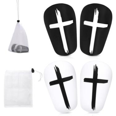 Imagem de NQEUEPN 2 Pares De Caneleiras Futebol, 3,15 X 1,97 Pol., Protetores Cruzados Pretos E Brancos, Mini Equipamento Futebol Para Jovens, Meninos, Meninas Adultos