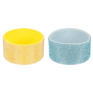 Imagem de PATIKIL Bota de silicone com glitter, 2 peças de bota protetora de garrafa de água de diamante, acessórios de manga antiderrapante para copo Stanley Tumbler de 567 a 1,134 g com fundo de 7 cm, amarelo