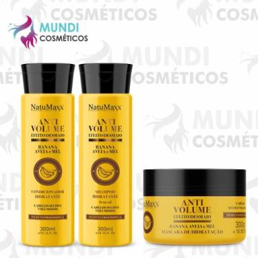 Imagem de Kit Anti Volume Shampoo Condicionador Máscara Banana E Mel Natumaxx