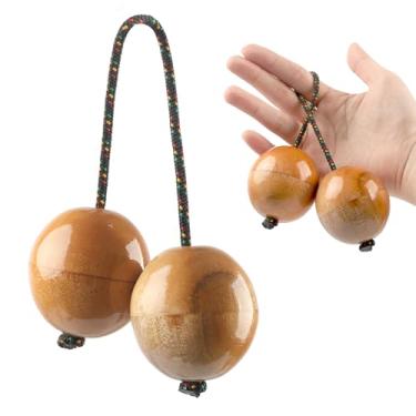 Imagem de GOGHOST Agitador Kashaka de madeira, bola rítmica de instrumento Asalato, agitadores africanos de comprimento ajustável, bolas duplas tradicionais Aslatuas Percussão manual para apresentações (1