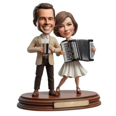 Imagem de Acordeão feito à mão tocando casal, bobblehead personalizado da sua foto Folk Vibe presente ideal para casais que são músicos, lembrança única