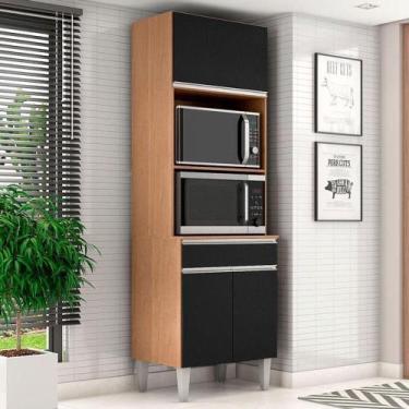 Imagem de Armário Paneleiro Torre Quente 2 Fornos Ambiente Andréia Amêndoa Preto