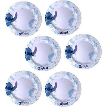 Imagem de kit 6 Pratos Jantar Almoço Fundo Melamina Stitch Disney - Marca