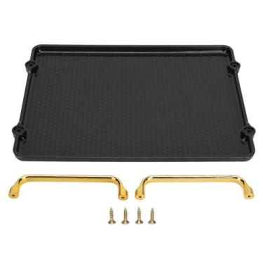 Imagem de Bandeja decorativa elegante textura requintada bandeja ergonômica com alças para produtos de beleza (Preto)