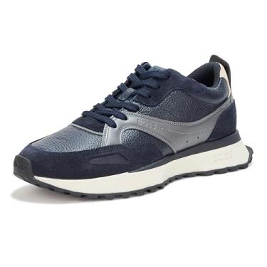 Imagem de BOSS Tênis masculino Jonah Suede Detail com cadarço, Azul-marinho/carvão, 38