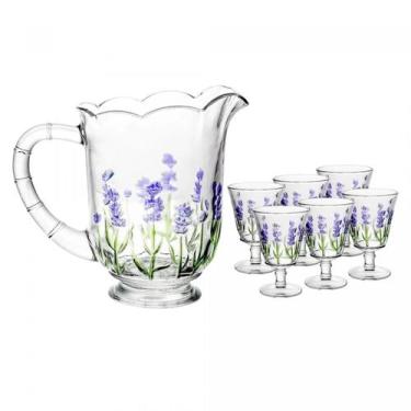 Imagem de Jarra com 6 Taças de Cristal de Chumbo 1,3L/240ml  Lyor