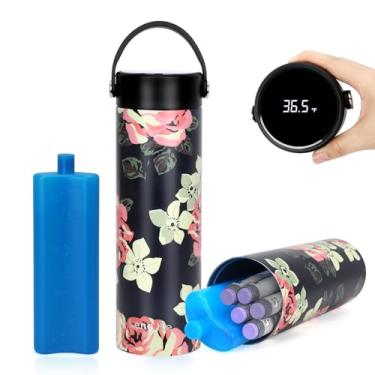 Imagem de Estojo de viagem para refrigerador de insulina Leng Ke 24H com tela de temperatura Fahrenheit, pacote de gelo aprovado pela TSA - Estojo de viagem refrigerado para medicamentos para canetas de