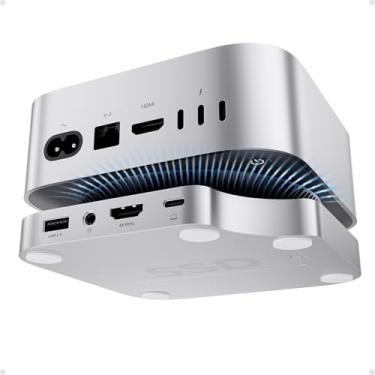 Imagem de Base para Mac mini M4, sem interferência WiFi, suporte para hub PULWTOP Mac mini M4 com gabinete SSD M.2 (SSD não incluído), para Mac mini M4 e M4 Pro 2024 com HDMI 4K60Hz, 3 x USB A 2.0, SD/TF, áudio