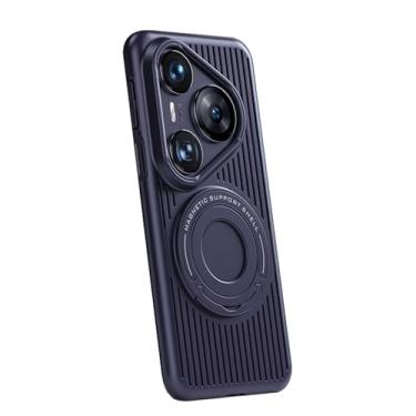 Imagem de HAOMRIYL Capa magnética para Huawei Pura 80 Ultra/80 Pro+/80 pro/80, capa com suporte de metal suporta carregamento sem fio, capa antiqueda, roxa, 80 Pro