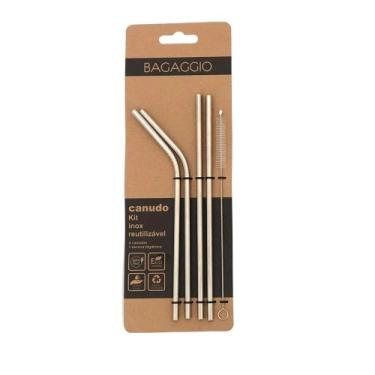 Imagem de Kit de Canudos Inox + Escova Prata - Bagaggio, U