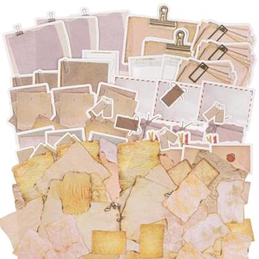 Imagem de 90 peças de blocos de notas vintage adesivos de papel de scrapbook vintage de aparência antiga adesivos de papel clássico adesivo de escrita antiga para scrapbooks, planejador, diário, artesanato