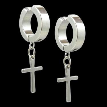 Imagem de Brinco De Crucifixo Cruz Argola Feminino e Masculino - AYLA SIZE, Prat