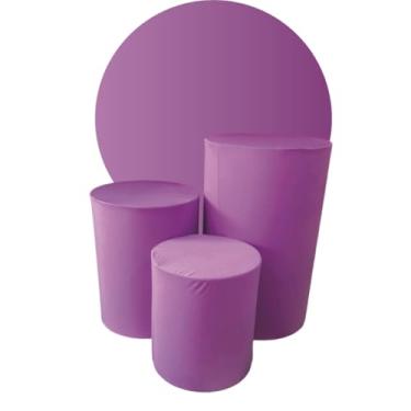 Imagem de kit Capa Trio de Cilindro + Painel 1,50m Decoração Festa - multicolorido Organização de Decoração para Festas(LILAS ESCURO)