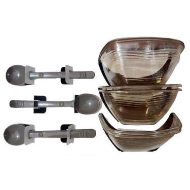 Imagem de Kit Conjunto Acrílico 12 Peças Potes+Colher Sobremesa Jogo Cumbuca - P