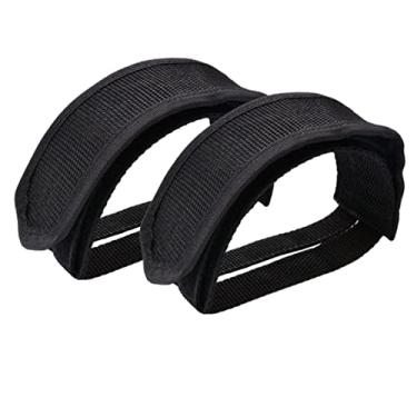 Imagem de 1 par de correias de pedal de bicicleta, tiras de pedal de ciclismo, clipes de dedo preto fita para bicicleta de engrenagem fixa