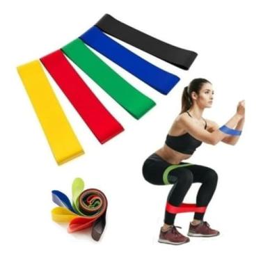 Imagem de Kit 5 Faixas Elasticas Mini Band Para Exercício Funcional Corpo Todo Alongamento Musculação Faixa De Borracha Academia Faixa Elastica Para Treino Em Casa Ginastica Pilates Fisioterapia e Yoga Premium