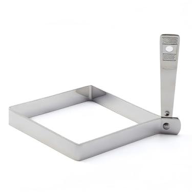 Imagem de Molde quadrado de ovo para grelhar – Anel de ovo quadrado de aço inoxidável, moldes de ovo para grelha com alça dobrável, molde antiaderente de panqueca e hambúrguer para cozinhar sanduíches perfeitos