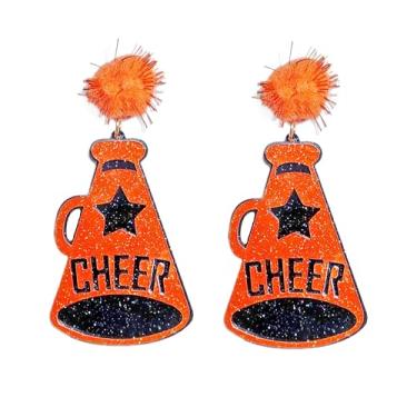 Imagem de Brincos de torcida joias de líder de torcida bola de flor megafone brincos esportivos para mulheres amantes de esportes, acessórios de dia de jogo, Zinco, Sem pedra preciosa