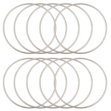 Imagem de SOFPLATE 10 anéis de prata de 10 cm argolas de macramê de metal anéis apanhadores de sonhos círculos florais redondos de ferro acessórios de móbiles decorativos para decoração de casa, artesanato faça