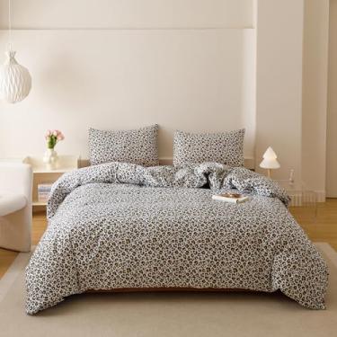 Imagem de Luxlovery Conjunto de edredom King com estampa de guepardo, preto e branco, cobertor macio e fofo com 2 fronhas, para mulheres e homens, cama king size