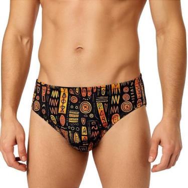 Imagem de Sunga Slip cavada Estampa Africana Forrada - Almah Fashion, GG