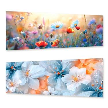 Imagem de Zariocy Pacote com 2 kits de arte de diamante grandes para adultos, flores, faça-você-mesmo, pintura de diamante, buquê de arte redondo, broca, cristal, bordado, pinturas, artesanato, para decoração