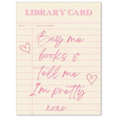 Imagem de Jefuzh Buy Me Books And Tell Me I'm Pretty Arte de Parede Biblioteca Rosa Leitura Cartazes Citação Impressão em Tela Presente para Amantes de Livros Sala de Aula Decoração de Parede de Casa 28 x 35 cm