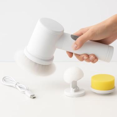Imagem de Escova Giratória Elétrica Recarregável USB para Limpeza Multiuso - Banheiro, Cozinha, Rejunte e Azulejo - Kit Sem Fio e Ergonômico