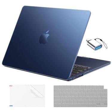 Imagem de EooCoo Capa compatível com MacBook Air 33.0 cm M4 2025 2024 2023 2022 M3 M2 A3240 A3113 A2681, Midnight Air 34.5 cm Capa rígida para laptop + capa de teclado + protetor de tela, fosco Midnight
