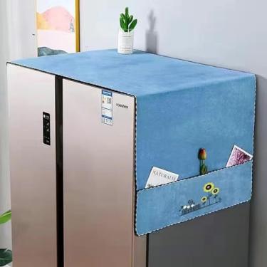 Imagem de Capa à prova de poeira para geladeira com bolsos de armazenamento, capa de poeira de geladeira para lavadora e secadora 170 cm x 60 cm (C x L)