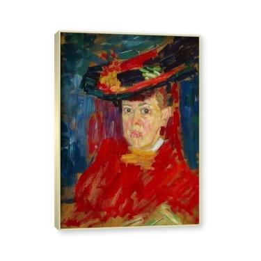 Imagem de Moldura de champanhe. Impressões de arte Alexej von Jawlensky - Pintura de retrato - (Retrato de uma mulher 9) - Pôster de decoração de parede vintage. 50 x 70 cm - 19,6 x 27,5 pol
