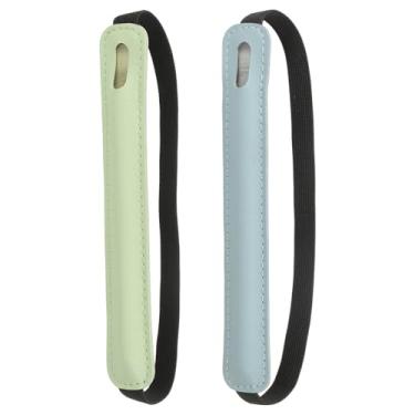 Imagem de PATIKIL 2 peças de suporte de caneta Stylus para tablet, capa universal retrátil para caneta, estojo elástico para lápis, bolsa protetora para tablet, notebook, azul claro/verde grama