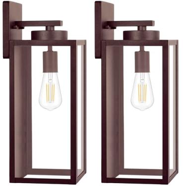 Imagem de Luminárias de parede externas de tamanho grande, luminárias externas, arandelas de varanda montadas na parede, lanternas de parede externas marrons à prova d'água, luzes externas para casa, pátio