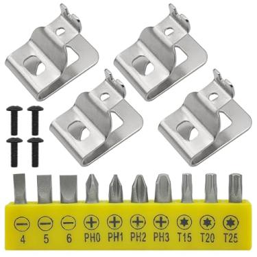 Imagem de Clipes de cinto para Dewalt, 4 peças de aço inoxidável 304 clipes de ferramentas de broca kit de ganchos com parafuso para ferramentas elétricas Dewalt 20V (N268241, N086039) + conjunto de brocas de