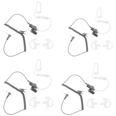 Imagem de HWAYO Fone De Ouvido Acústico Tubo Ar Secreto Vigilância 3,5 Mm Com 1 Pino, Somente Escuta, Rádio Policial + Moldes Substituição Médios Para Microfones Alto-Falante Motorola (Pacote 4)