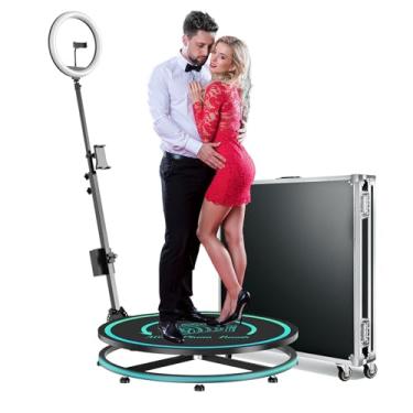 Imagem de Cabine fotográfica 360 de 68,5 cm com estojo de voo, bateria extra, anel de luz, logotipo gratuito, software de controle remoto para festas, 2 a 3 pessoas, suporte na cabine de vídeo com câmera