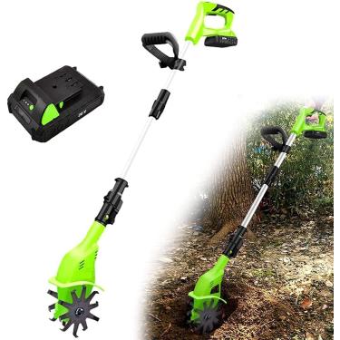 Imagem de Rebento Elétrico De Jardim, Rotavator Sem Fio, Com Bateria Recarregável Rotavator Elétrico Portátil, Profundidade De Lavoura 25cm, Largura De Terra Cultivada 10cm, Para Jardim, Hortas