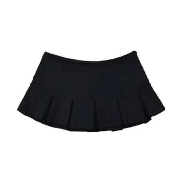 Imagem de Saia Mini Y2K Cinza Claro Para Mulheres, Cintura Baixa, Pregas Largas,
