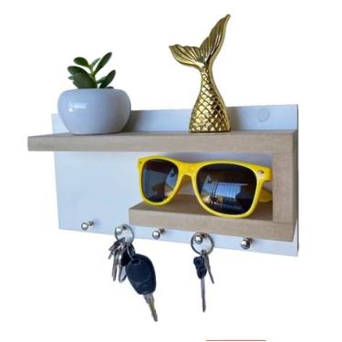Imagem de Porta Chaves com Prateleiras para Oculos e Carteira Mdf