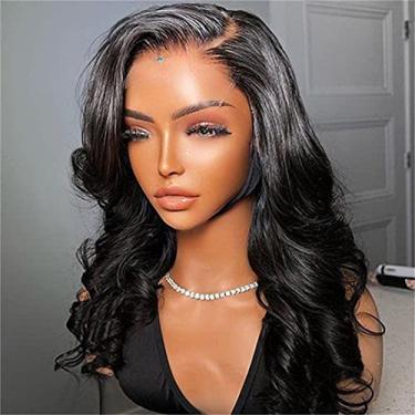 Imagem de Perucas de cabelo humano onduladas 33 x 4 com tela frontal pré-arrancada, sem cola, HD transparente, perucas de tela 150% de densidade para mulheres negras, cabelo humano brasileiro, cor preta natural, 40 cm