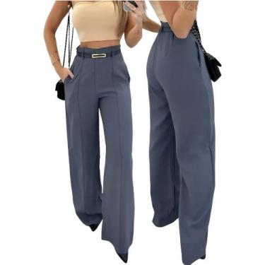 Imagem de Calça Feminina Social Pantalona De Alfaiataria Com Cinto - sarawi fash