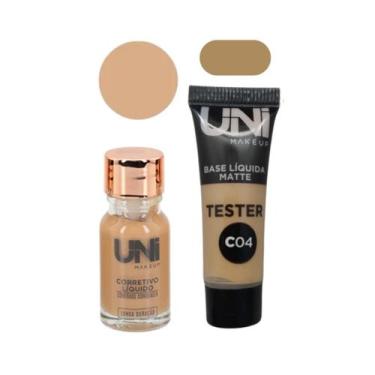 Imagem de Kit Base Líquida Matte e Corretivo Facial Alta cobertura Secagem rápid