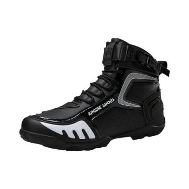 Imagem de Botas De Corrida Para Motocicleta Masculinas Respiráveis Em Couro Anti