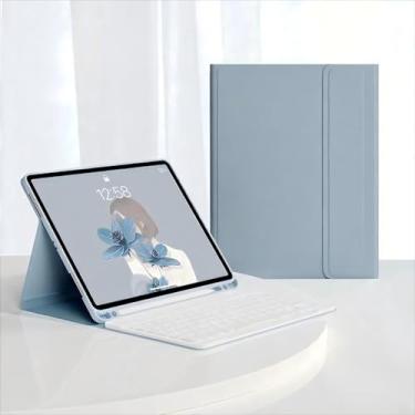 Imagem de iGENJUN Capa para iPad Pro de 11 polegadas com teclado (M4, 2024), iPad Pro 11 (5ª geração) removível, capa fólio com suporte para lápis, azul