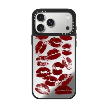 Imagem de CASETiFY Capa espelhada para iPhone 17 Pro Max [refletiva/compatível com Magsafe/1,5 m. 1X proteção contra quedas de grau militar] - Lábios quentes - Prata em preto