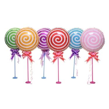 Imagem de VICASKY 6pcs Giant Lollipop Balloon Foil Decor 18 Candy Themed Party Decorations for Birthday Aluminum Film Balloons Base and Pull Flower Random Color
