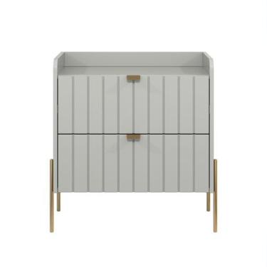 Imagem de Mesa De Cabeceira Madeira Mdf 60cm Pé Dourado Quarto Casal - Aprire Mó