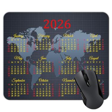 Imagem de 2025 Calendário HD Font Mapa-múndi Padrão Mouse Pad, Antiderrapante Personalizado Retangular, Tamanho: 9,5 x 7,9 polegadas..