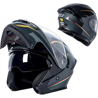 Imagem de Capacete De Motocicleta Modular, Capacete De Motocicleta Facial Flip Up Com Capacetes De Viseira Dupla Su, Capacetes Aprovados Pelo Dot/Ece Capacete De Motocicleta Leve Compacto, B, 2XL=63-64cm